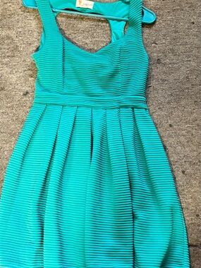 L'ATISTE Teal Pleated Fit-and-Flare Dress